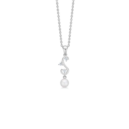 Billede af Mads Z "Isaline" halskæde sølv m. hvid topas + kulturperle (40-45 cm)