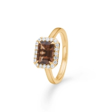 Billede af Mads Z "Cognac" ring 14 kt. guld m. røgkvarts + 0,25 ct. brillanter (str. 56)