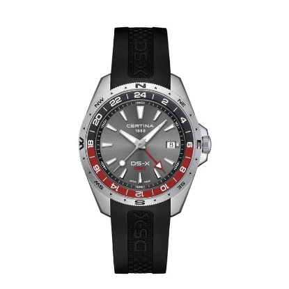 Billede af Certina DS-X GMT Quartz herreur sort gummirem 20 bar 41mm