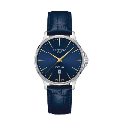 Billede af Certina DS-8 Gent Quartz herreur stål blå læderrem 10 bar 40mm
