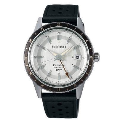 Billede af Seiko Presage GMT automatic Style60's herreur stål læderrem 41mm 5bar