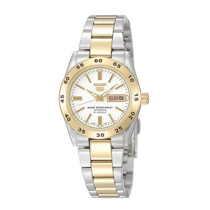 Billede af Seiko 5 Sports Ladies dameur automatik stål gulddoublé 5bar 26mm