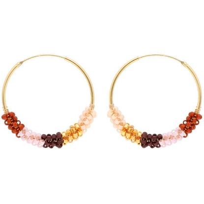 Billede af Nuni Copenhagen Cindy Cappuccino øreringe forgyldt sølv m. perler