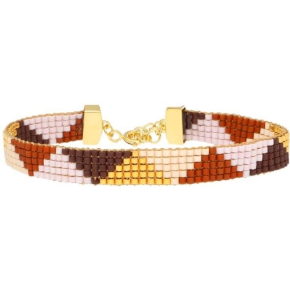Billede af Nuni Copenhagen Janis Cappuccino armbånd forgyldt sølv m. perler (16+3 cm)