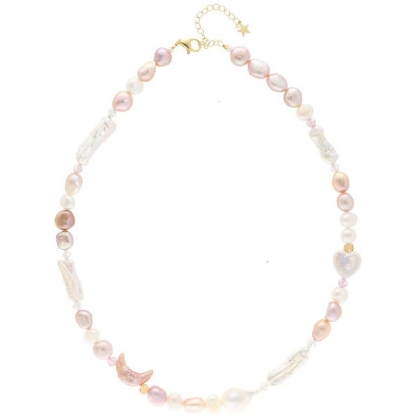 Billede af Nuni Copenhagen Nadine halskæde forgyldt sølv m. perler (42+5 cm)