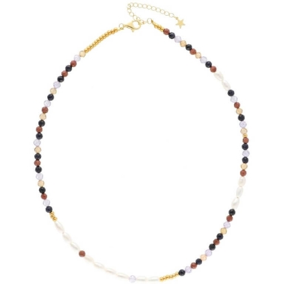 Billede af Nuni Copenhagen Bella Multi halskæde forgyldt sølv m. perler (42+5 cm)