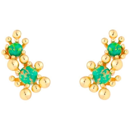 Billede af Nuni Copenhagen Winnie Duo Green øreringe forgyldt sølv m. synt. opal