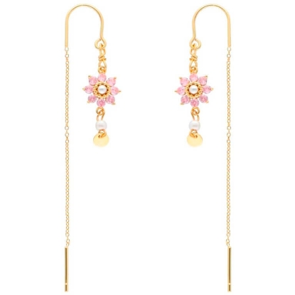 Billede af Nuni Copenhagen Flora Pink øreringe forgyldt sølv m. cz