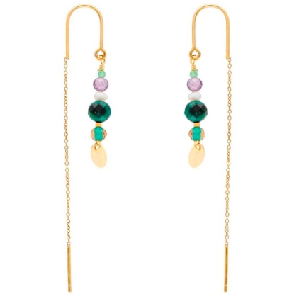 Billede af Nuni Copenhagen Sirene Green øreringe forgyldt sølv m. perler