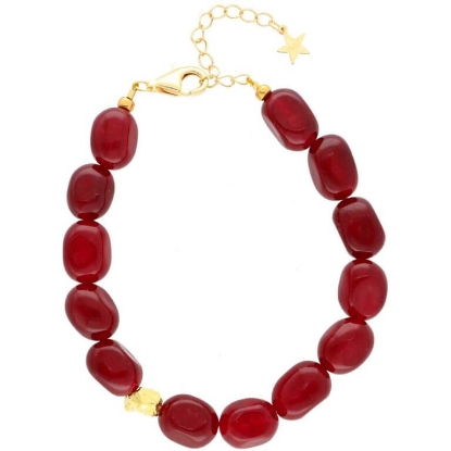 Billede af Nuni Copenhagen Vilma Burgundy armbånd forgyldt sølv m. perler (16+3 cm)