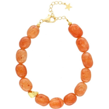Billede af Nuni Copenhagen Vilma Orange armbånd forgyldt sølv m. perler (16+3 cm)