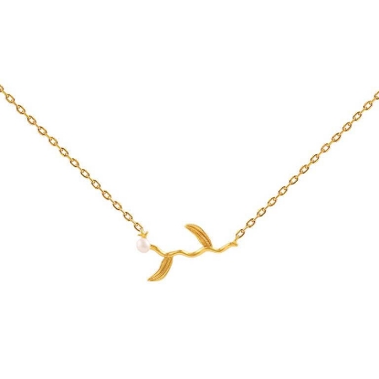 Billede af Hultquist Marigold halskæde forgyldt sølv m. perle (40+5 cm)