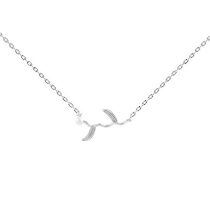 Billede af Hultquist Marigold halskæde sølv m. perle (40+5 cm)