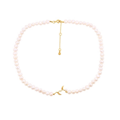 Billede af Hultquist Marigold Pearl halskæde forgyldt sølv m. perler (40+5 cm)