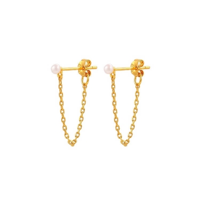 Billede af Hultquist Tuva Pearl øreringe forgyldt sølv m. fvp