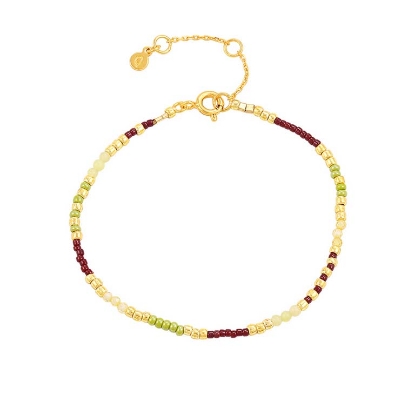 Billede af Hultquist Lykke armbånd forgyldt sølv m. miyukiperler (16+3 cm)