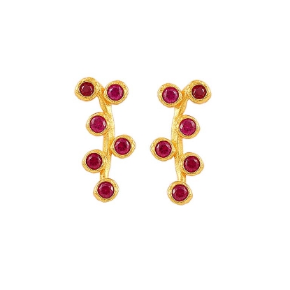 Billede af Hultquist Amber Red øreringe forgyldt sølv m. cz