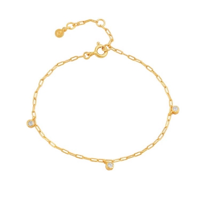 Billede af Hultquist Amber White armbånd forgyldt sølv m. cz (16+3cm)