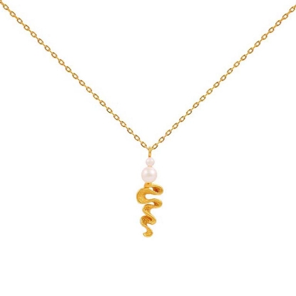 Billede af Hultquist Hedda halskæde forgyldt sølv m. perler (40+5 cm)