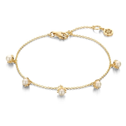 Billede af Spirit Icons Emily Pearl armbånd forgyldt sølv m. perler (17-19 cm)