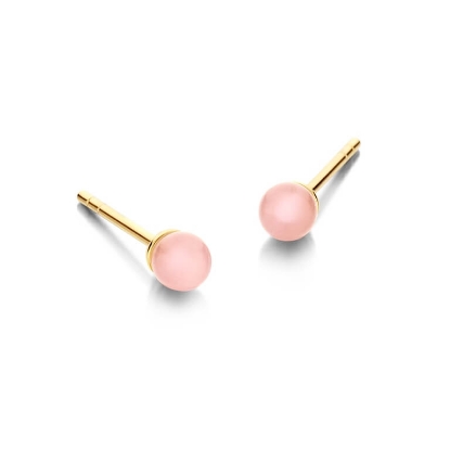 Billede af Spirit Icons Figaro Pink Stud (4mm) øreringe forgyldt sølv m. lyserød cz