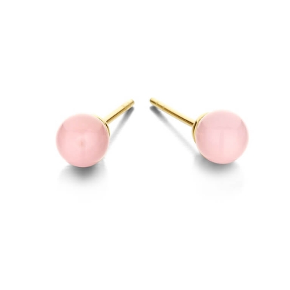 Billede af Spirit Icons Figaro Pink Stud (6mm) øreringe forgyldt sølv m. lyserød cz