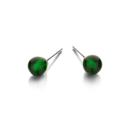 Billede af Spirit Icons Figaro Green Stud (5mm) øreringe sølv m. grøn cz