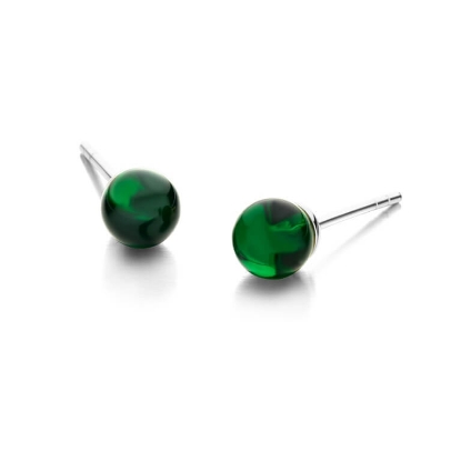 Billede af Spirit Icons Figaro Green Stud (6mm) øreringe sølv m. grøn cz