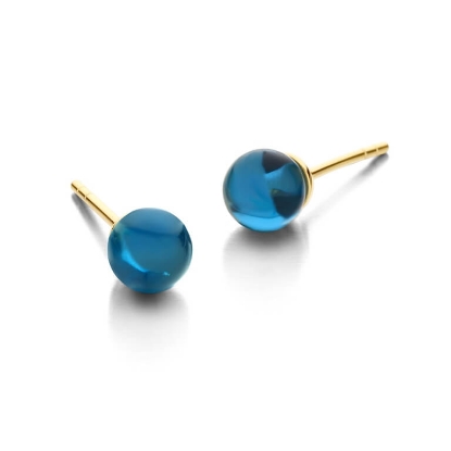 Billede af Spirit Icons Figaro Blue Stud (6mm) øreringe forgyldt sølv m. blå cz