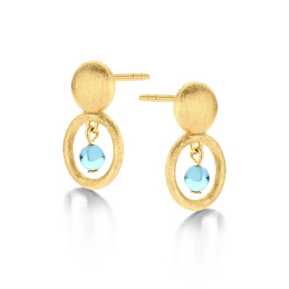 Billede af Spirit Icons Annika Blue Stud øreringe forgyldt sølv m. blå cz