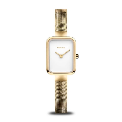 Billede af Bering Classic dameur kvadratisk stål gulddoublé 20mm safirglas 3ATM