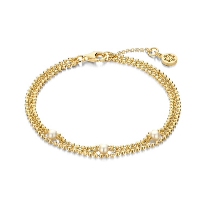 Billede af Spirit Icons Venus Pearl armbånd forgyldt sølv m. perler (17-19 cm)