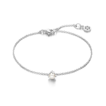 Billede af Spirit Icons Emily Pearl armbånd sølv m. perle (17-19 cm)