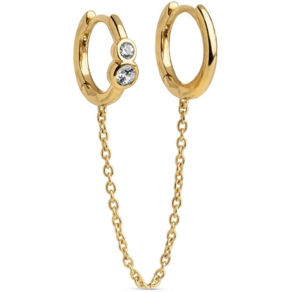 Billede af ENAMEL Copenhagen Nova Chain ørering (1 stk.) forgyldt sølv m. cz