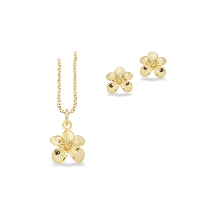 Billede af Pixel smykkesæt blomst sølv fg.