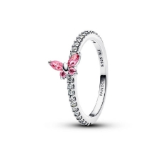 Billede af Pandora Funklende Sommerfugl ring sølv m. pink cz (str. 58)