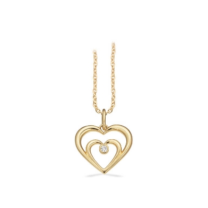Billede af Hjerte  0,02 H-W/SI 8 kt.m/ sølvkæde