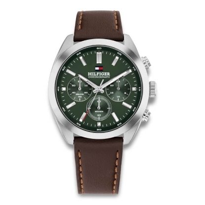 Billede af Tommy Hilfiger Hudson herreur stål brun læderrem 40mm 5bar