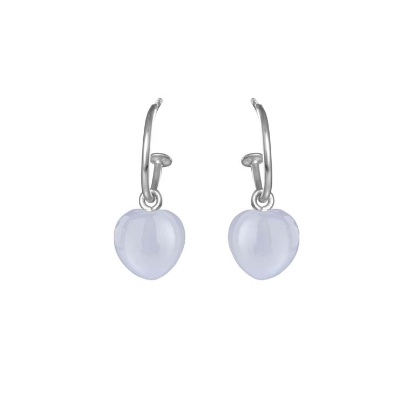 Billede af Susanne Friis Bjørner øreringe sølv m. blå kalcedon hjerter