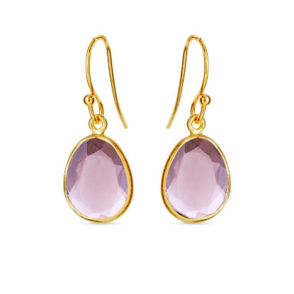 Billede af Susanne Friis Bjørner øreringe forgyldt sølv m. lys ametyst