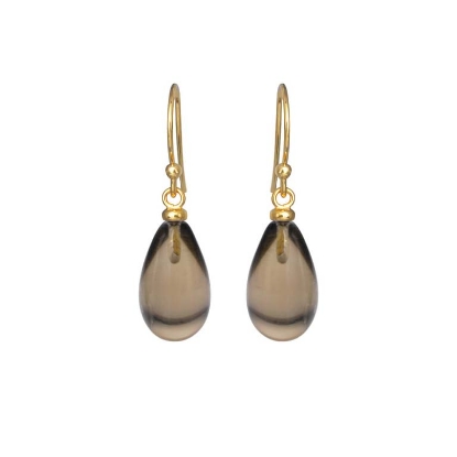 Billede af Susanne Friis Bjørner øreringe forgyldt sølv m. røgkvarts