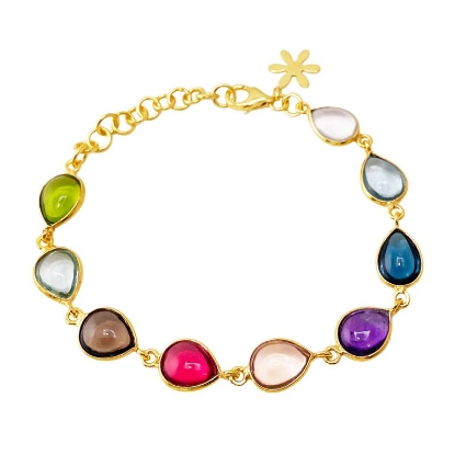 Billede af Susanne Friis Bjørner armbånd forgyldt sølv m. ægte sten (16-20 cm)