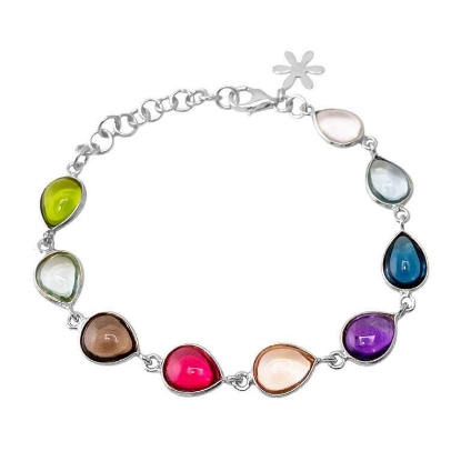 Billede af Susanne Friis Bjørner armbånd sølv m. ægte sten (16-20 cm)