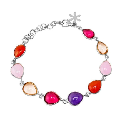 Billede af Susanne Friis Bjørner armbånd sølv m. ægte sten (16-20 cm)