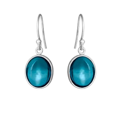 Billede af Susanne Friis Bjørner øreringe Oval Cabochon sølv m. London Blue krystal