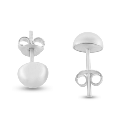 Billede af By Pind ørestikker sølv rhodineret halvkugle 6 mm blank