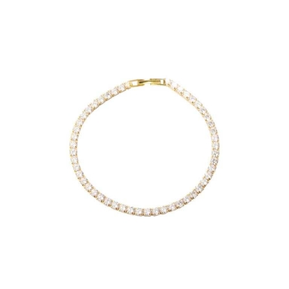 Billede af Aqua Dulce Tennis Large armbånd forgyldt sølv m. cz (17-18 cm)