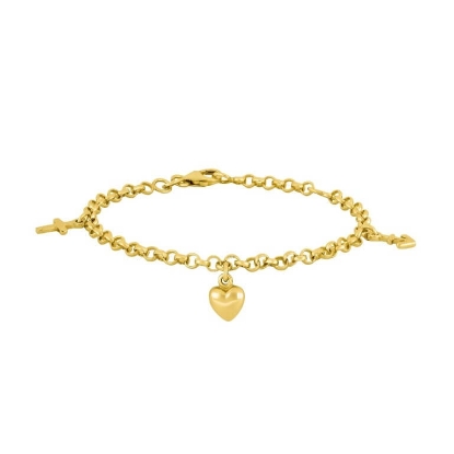 Billede af NOA Kids børnearmbånd forgyldt sølv m. tro, håb og kærlighed (15+2 cm)