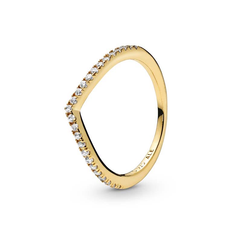 Billede af Pandora ring Funklende Wishbone m. cz forgyldt metalblanding str. 48-60