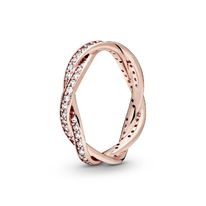 Billede af Pandora Twist of Fate ring rosaforgyldt metalblanding med zirkoniasten (str. 48-60)